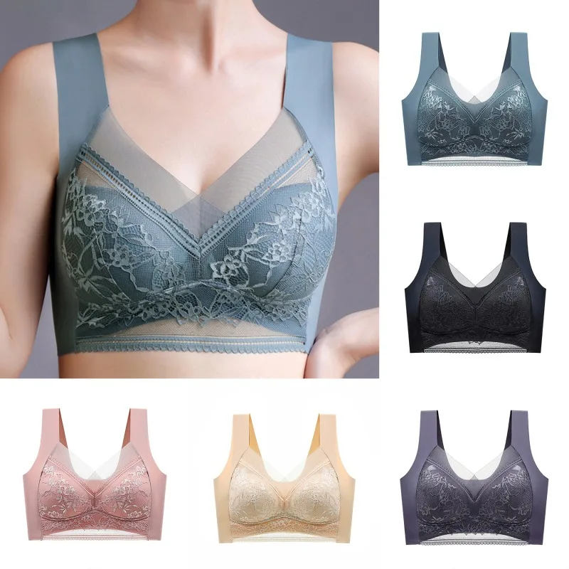 High Quality Lace Ladies Underwear Sexy and Comfortable No Steel Rings Fixed Cups Gathered Small Large Size Bra Thin Section
High Quality Lace Ladies Underwear Sexy and Comfortable No Steel Rings Fixed Cups Gathered Small Large Size Bra Thin Section