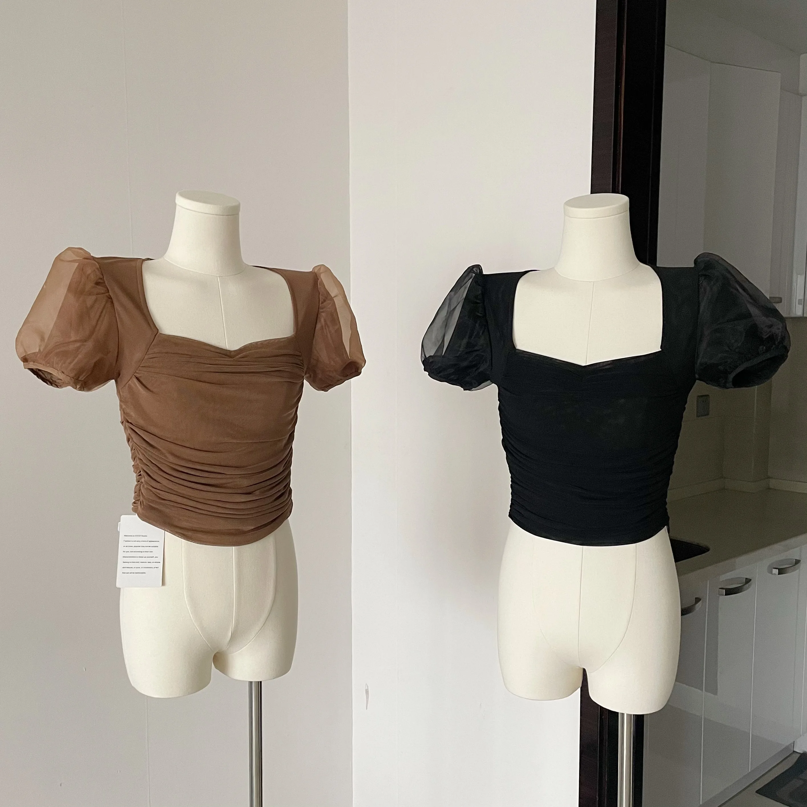 Korean Fashion T-shirts Square Collar Puff Sleeve Slim Elegant T Shirt Women Y2k Sweet Tshirt Solid Tee Shirt Femme
Korean Fashion T-shirts Square Collar Puff Sleeve Slim Elegant T Shirt Women Y2k Sweet Tshirt Solid Tee Shirt Femme