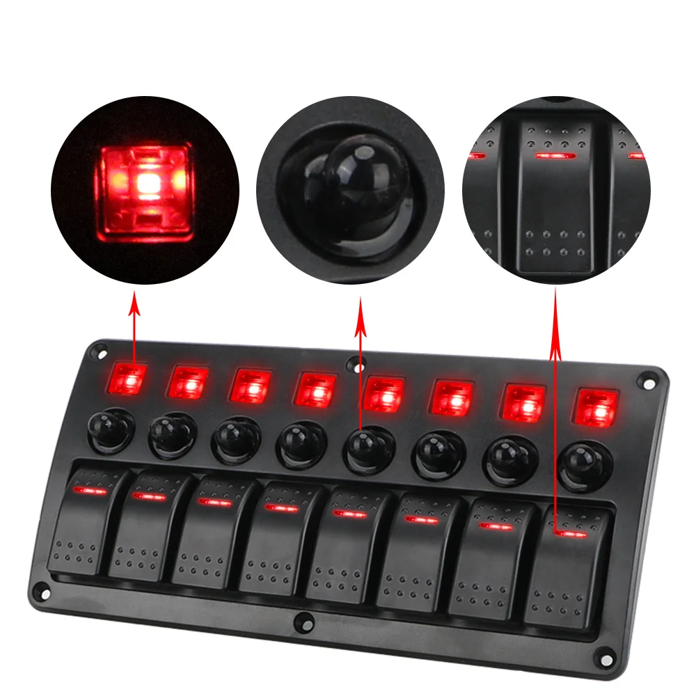 Rocker Switch Panel Circuit Breakers With Fuse 12/24V 8 Gang LED Switch Panel Car Vehicle Truck RV SUVS Marine
Rocker Switch Panel Circuit Breakers With Fuse 12/24V 8 Gang LED Switch Panel Car Vehicle Truck RV SUVS Marine