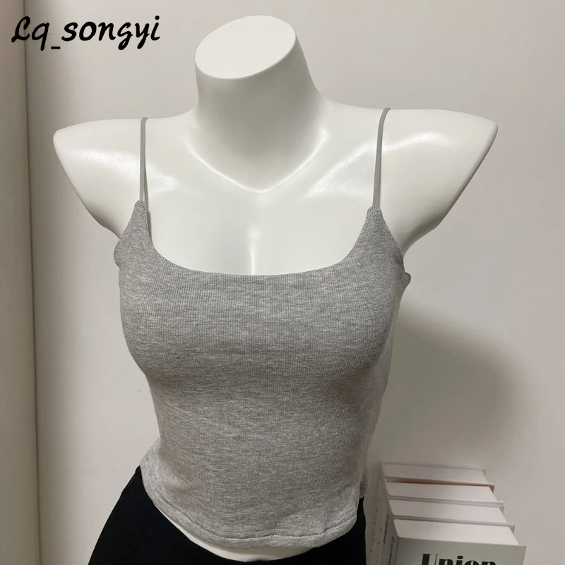 Lq_songyi Solid Camis Women Slim Sleeveless Top Spaghetti Strap Crop Tops Korean Style High Strecth Solid Basic Camisole
Lq_songyi Solid Camis Women Slim Sleeveless Top Spaghetti Strap Crop Tops Korean Style High Strecth Solid Basic Camisole