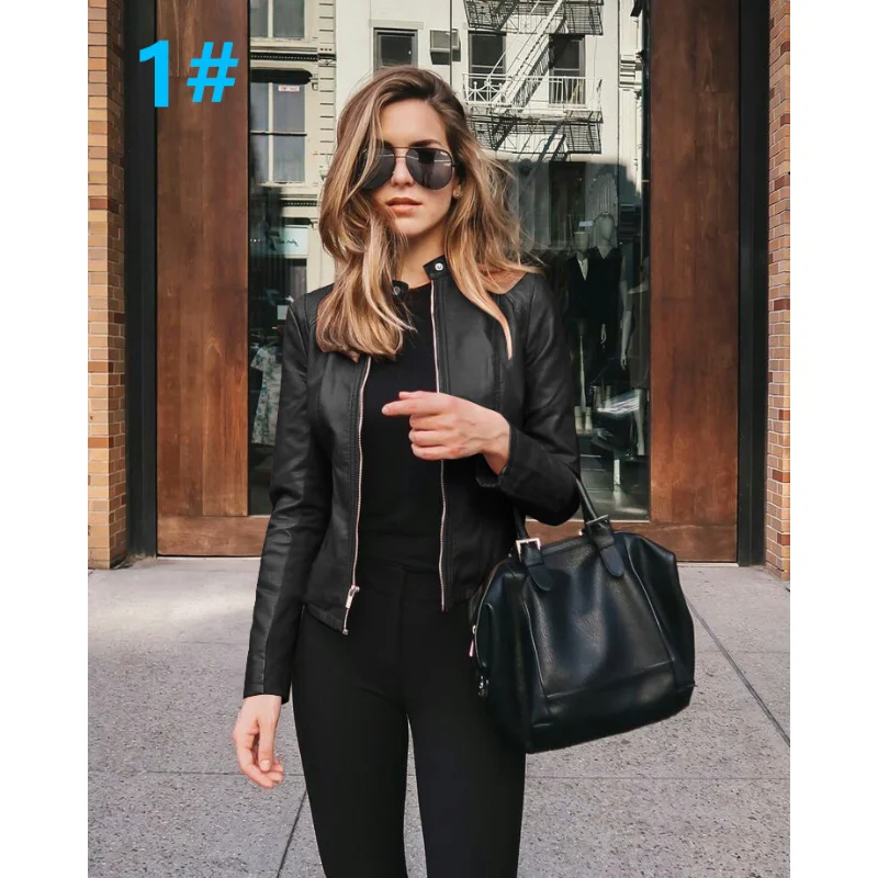 Ladies pu leather jacket solid color zipper self-cultivation lapel punk short motorcycle jacket autumn fashion new women jacket
Ladies pu leather jacket solid color zipper self-cultivation lapel punk short motorcycle jacket autumn fashion new women jacket