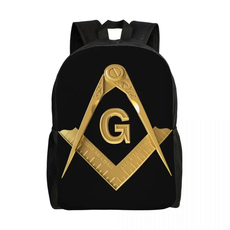 

Gold Freemason Logo Travel Backpack Women Men School Computer Bookbag Masonic Mason College Student Daypack Bags