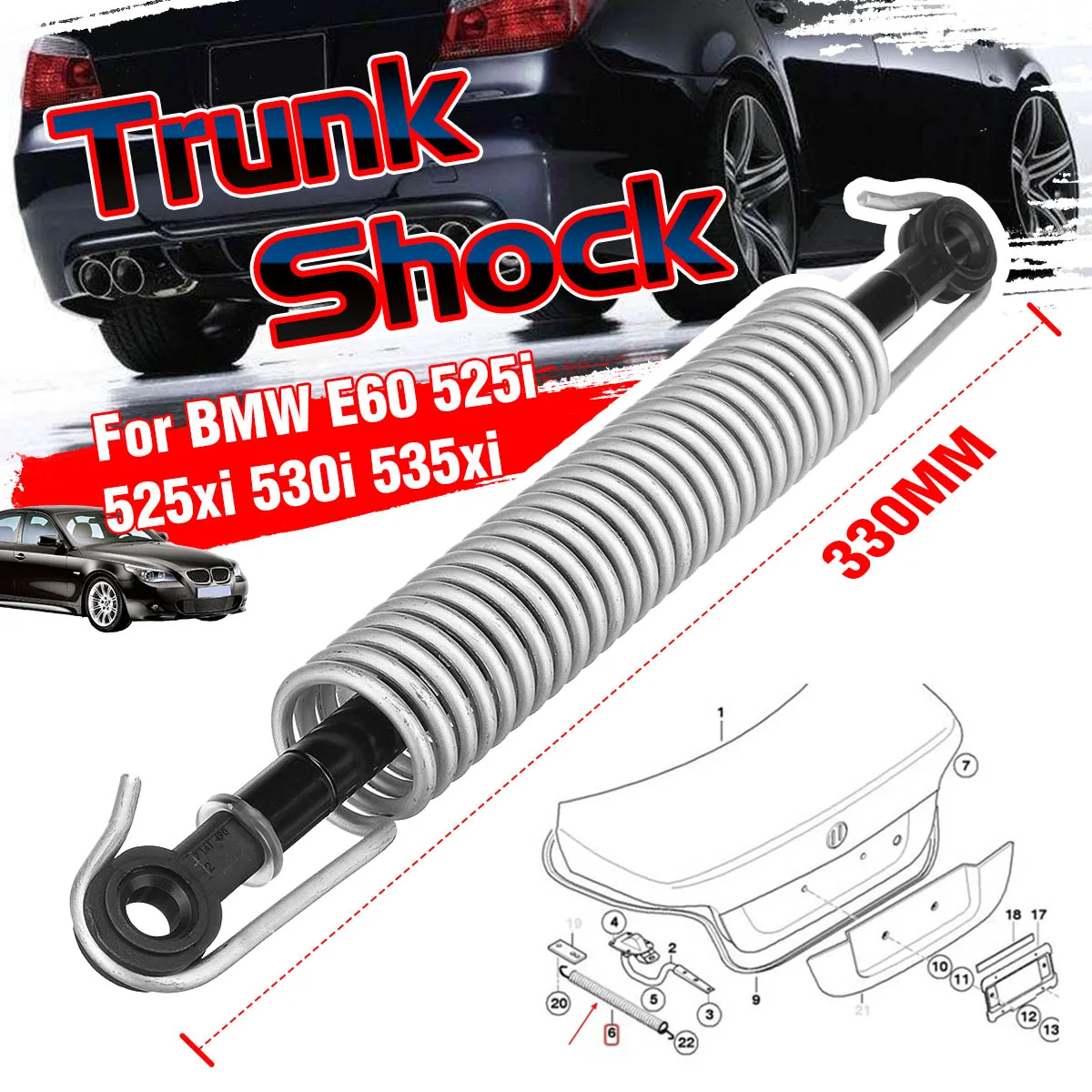 51247141490 Rear Trunk Shock Absorber with Spring For BMW 5 Series E60 525i 528i 530i 535i Auto Trunk Lifting Spring
51247141490 Rear Trunk Shock Absorber with Spring For BMW 5 Series E60 525i 528i 530i 535i Auto Trunk Lifting Spring