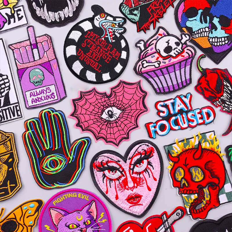 DIY Horror/Skull Patch Iron On Patches For Clothing Thermoadhesive Patches On Clothes Punk Style Sewing/Fusible Embroidery Patch
DIY Horror/Skull Patch Iron On Patches For Clothing Thermoadhesive Patches On Clothes Punk Style Sewing/Fusible Embroidery Patch