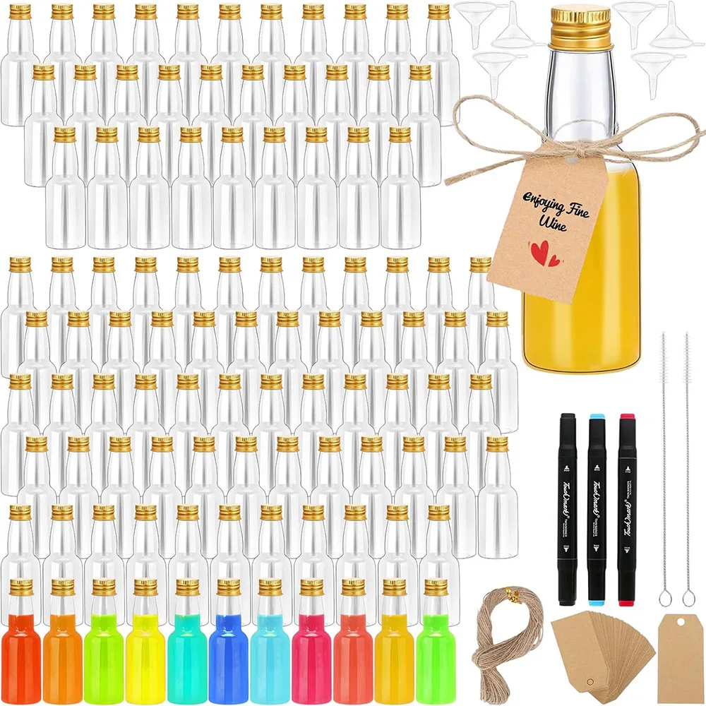 Mini Liquor Bottles Party Favors 1.7oz/50ml Plastic Shot Bottles with Caps, Mini Alcohol Bottles with Funnels Tag Ropes Mark Pen
Mini Liquor Bottles Party Favors 1.7oz/50ml Plastic Shot Bottles with Caps, Mini Alcohol Bottles with Funnels Tag Ropes Mark Pen
