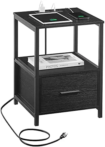 Nightstand with Drawer Square End, Side Table for Bedroom, Small Space, Night Stand with Open Shelf, Stable Metal Frame, 1 Pack,
Nightstand with Drawer Square End, Side Table for Bedroom, Small Space, Night Stand with Open Shelf, Stable Metal Frame, 1 Pack,