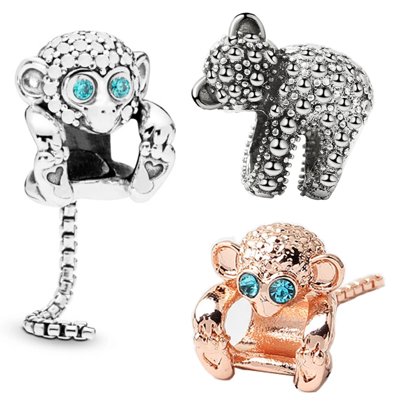Silver Rose Color Emerald Eyes Monkey Beads for Jewelry Making Fits Pandora Charms Bracelet Women Girls Bangles Accessories DIY
Silver Rose Color Emerald Eyes Monkey Beads for Jewelry Making Fits Pandora Charms Bracelet Women Girls Bangles Accessories DIY