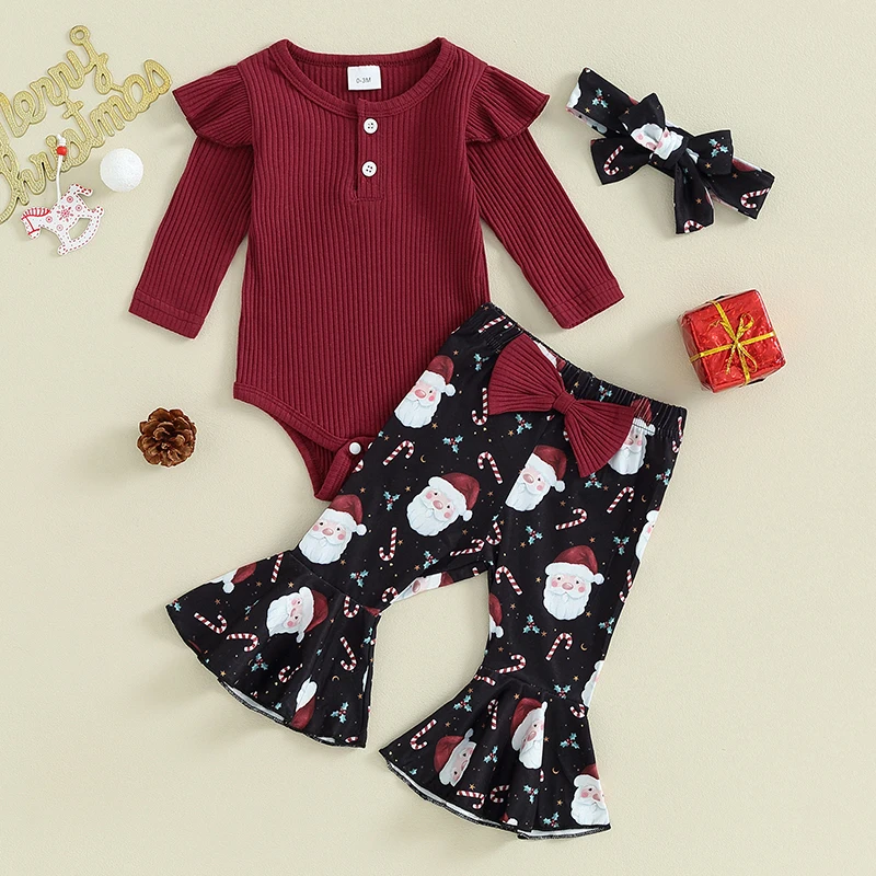 Infant Baby Girl Christmas Outfits Long Sleeve Sweatshirt Romper Flare Pants Set Toddler Newborn Santa Costume
Infant Baby Girl Christmas Outfits Long Sleeve Sweatshirt Romper Flare Pants Set Toddler Newborn Santa Costume