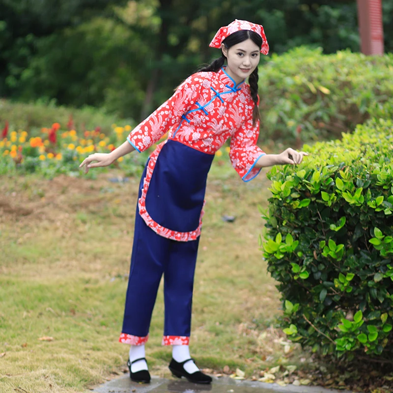 Chinese Girls Picking Tea Leaves Dance Performance Set Hakka Clothes Rural Girl Floral Show Performance Costume
Chinese Girls Picking Tea Leaves Dance Performance Set Hakka Clothes Rural Girl Floral Show Performance Costume