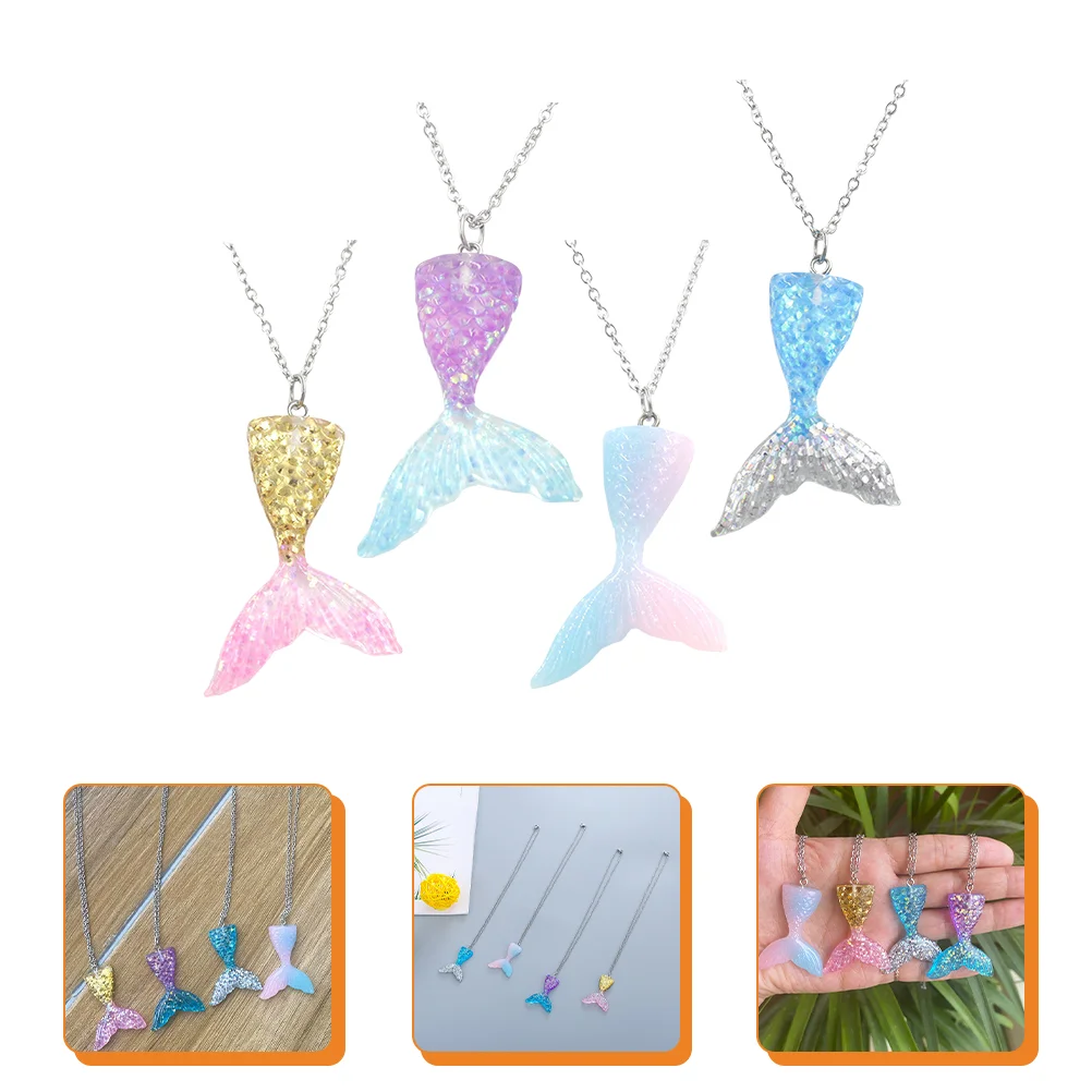 4 Pcs Mermaid Necklace Jewelry Suite Little Birthday Party Supplies Resin Necklaces for Women Gift
4 Pcs Mermaid Necklace Jewelry Suite Little Birthday Party Supplies Resin Necklaces for Women Gift