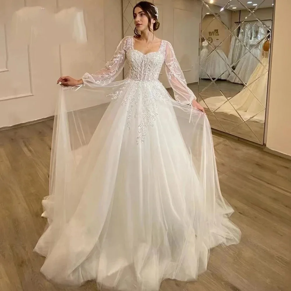 Beautiful Puff Long Sleeve Vestidos De Novia Elegant Square Collar Wedding Dresses Appliques Vestido De Noiva
Beautiful Puff Long Sleeve Vestidos De Novia Elegant Square Collar Wedding Dresses Appliques Vestido De Noiva