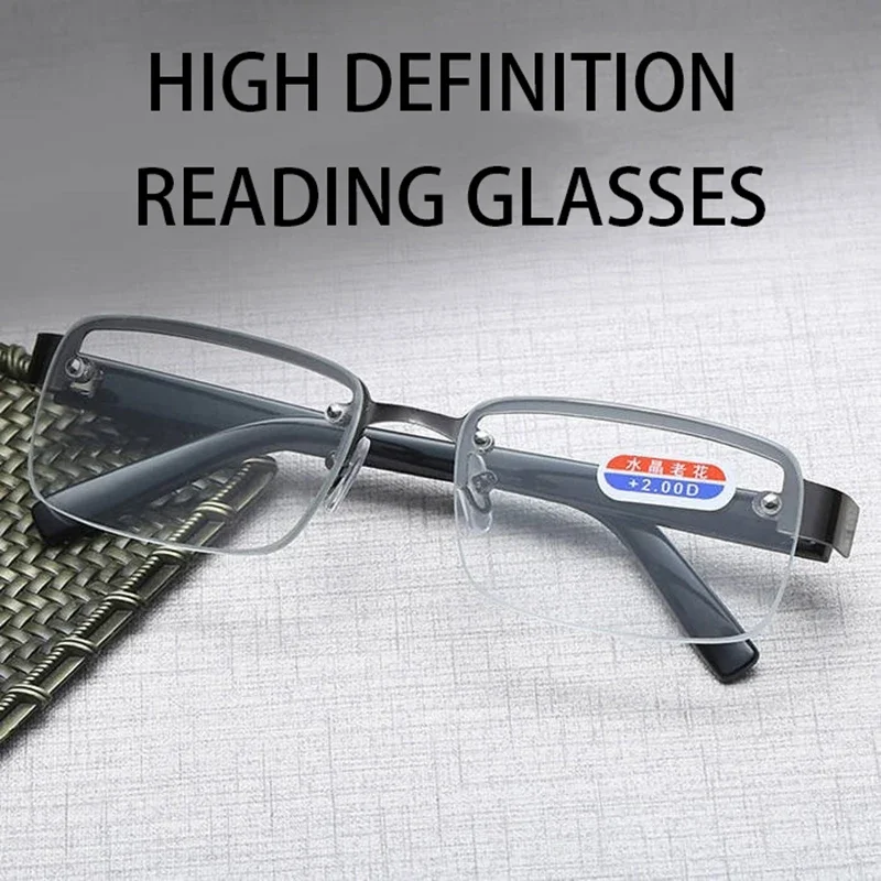 

Crystal HD Reading Glasses Glass Frameless Anti-fatigue Radiation Men Women Presbyopic Glasses Magnifying Hyperopia 1.0-4.0
