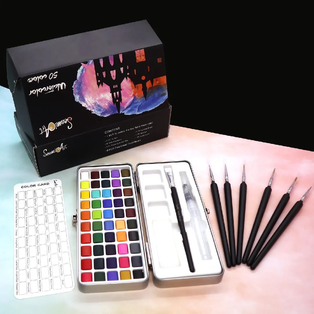 90-Color Solid Watercolor Paint Set Small Tin Box Professional Art Painting Nail Smudge Special Pearlescent Watercolor. 
90-Color Solid Watercolor Paint Set Small Tin Box Professional Art Painting Nail Smudge Special Pearlescent Watercolor.