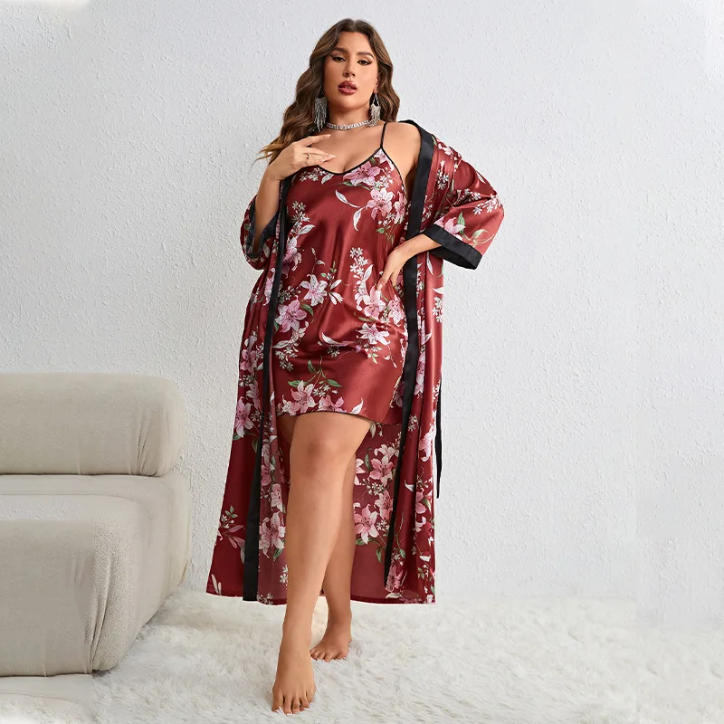 XL-5XL Twinset Robe Set Women Print Sleepwear Nightdress Suit Casual Satin Bathrobe Gown Home Dress Summer Kimono Outfits
XL-5XL Twinset Robe Set Women Print Sleepwear Nightdress Suit Casual Satin Bathrobe Gown Home Dress Summer Kimono Outfits