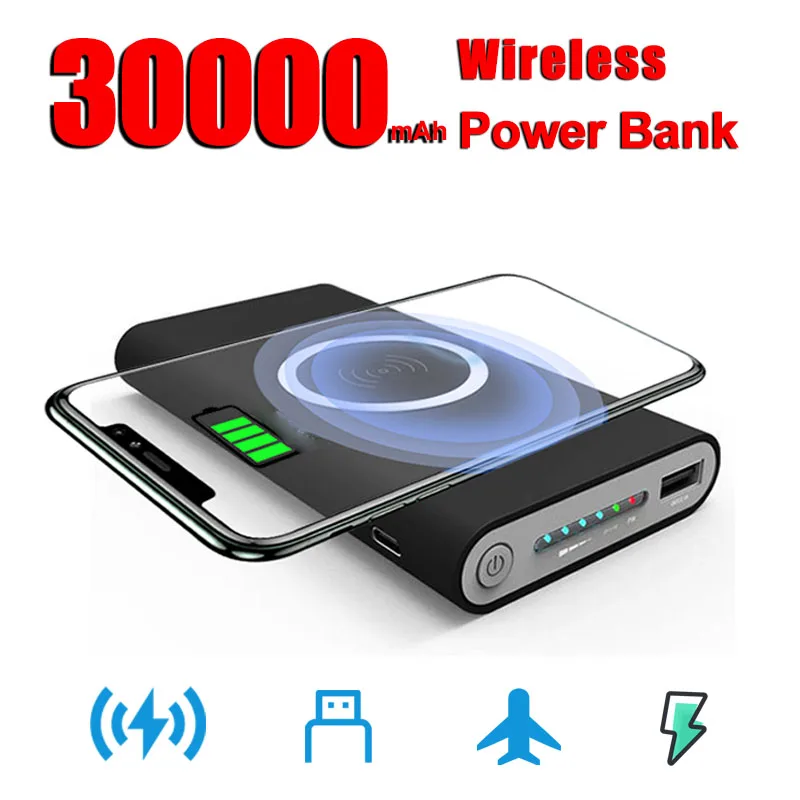 Wireless Power Bank Portable 30000mAh Charger Qi Fast Charging External Battery Pack for iPhone Xiaomi Huawei
Wireless Power Bank Portable 30000mAh Charger Qi Fast Charging External Battery Pack for iPhone Xiaomi Huawei