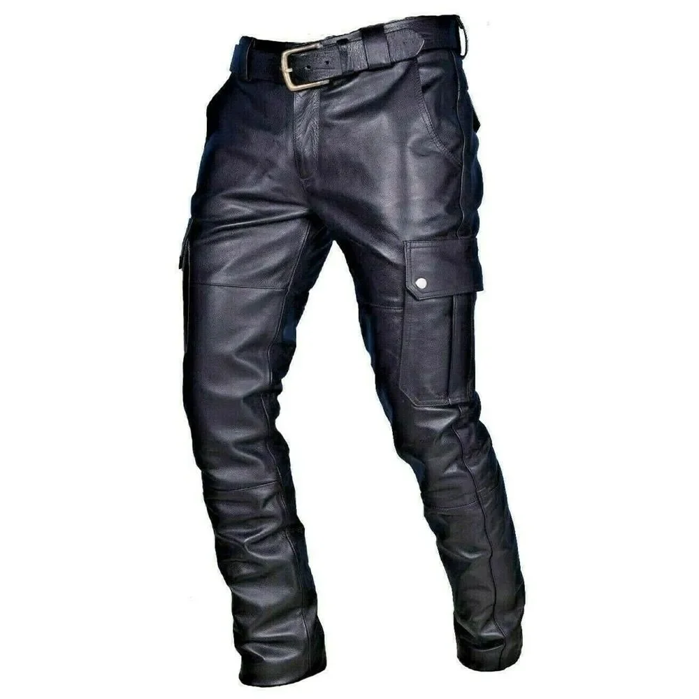 Men's Leather Motorcycle Pants with Cargo Pockets, Black, PU Pants No Belt, Men Trousers Big Size S-5XL
Men's Leather Motorcycle Pants with Cargo Pockets, Black, PU Pants No Belt, Men Trousers Big Size S-5XL