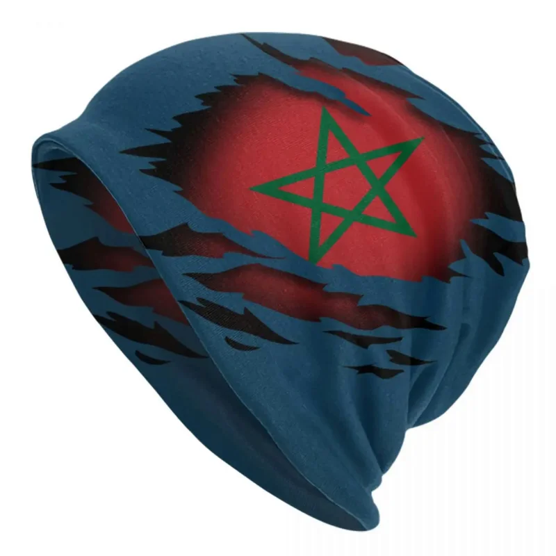 

Moroccan Torn Morocco Flag Beanie Cap Unisex Winter Warm Bonnet Homme Knit Hat Outdoor Skullies Beanies Hats For Men Women