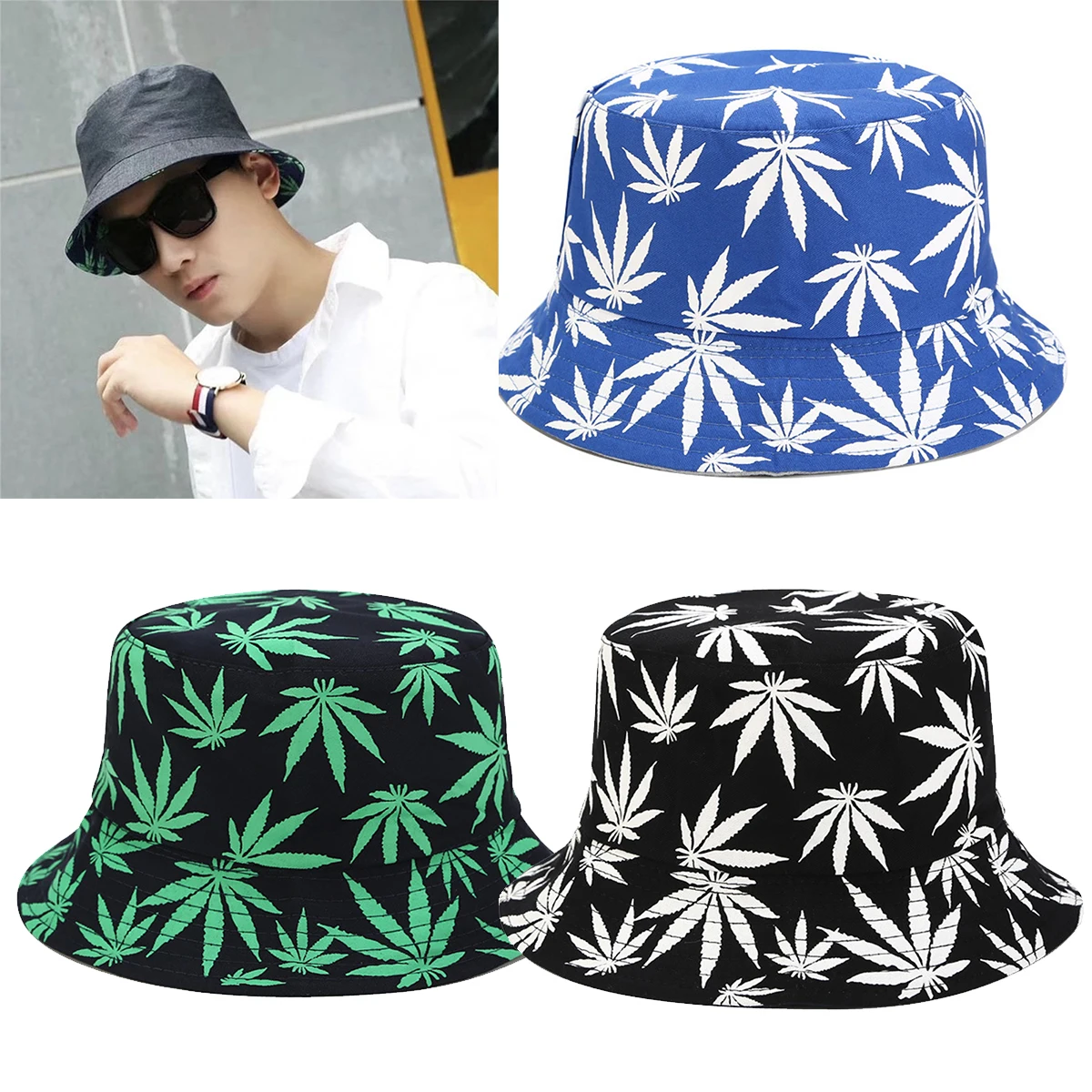 Maple Leaf Printing Double-sided Wear Fisherman's Hat Men and Women Versatile Fashion Pot Hat Outdoor Sunscreen Sun Hat
Maple Leaf Printing Double-sided Wear Fisherman's Hat Men and Women Versatile Fashion Pot Hat Outdoor Sunscreen Sun Hat