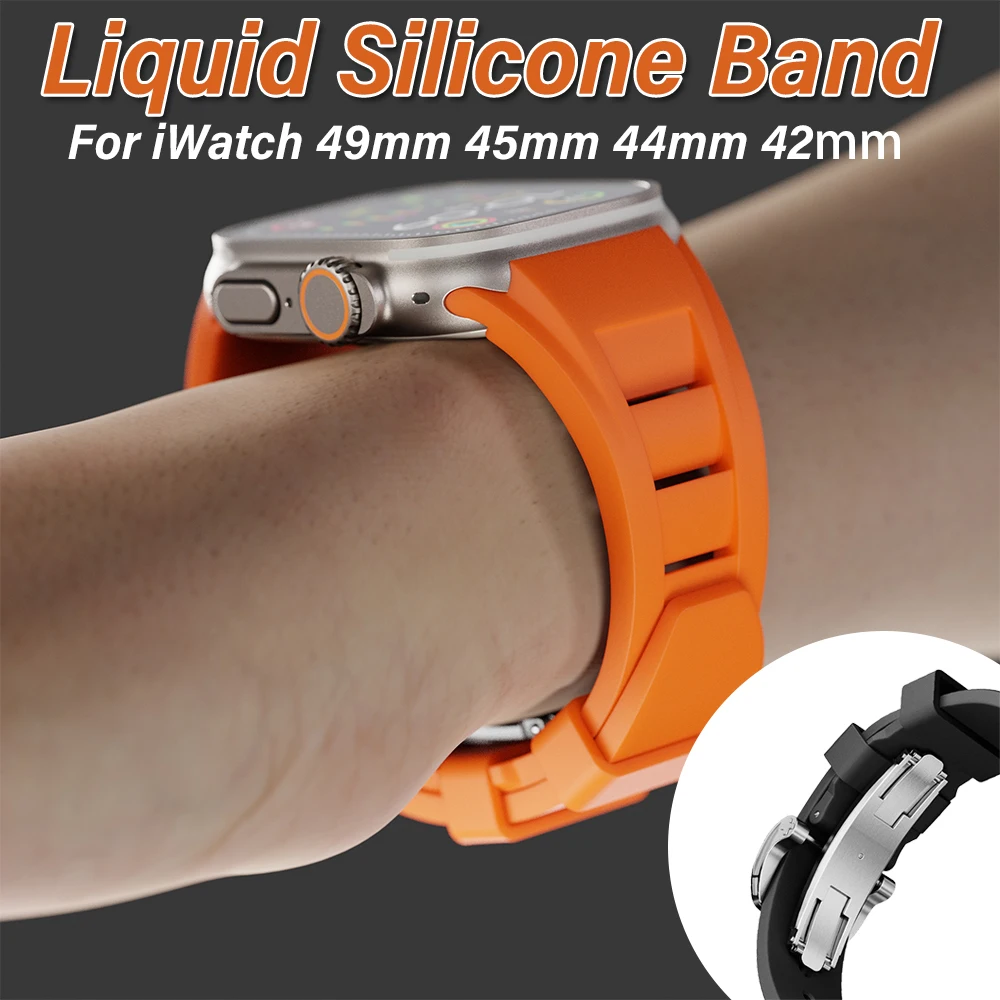 Luxury Rubber Strap For Apple Watch Ultra 2 1 49mm 9 8 7 45mm Band For iWatch Series 6 5 4 SE 44mm 42mm Sports Silicone Bracelet
Luxury Rubber Strap For Apple Watch Ultra 2 1 49mm 9 8 7 45mm Band For iWatch Series 6 5 4 SE 44mm 42mm Sports Silicone Bracelet