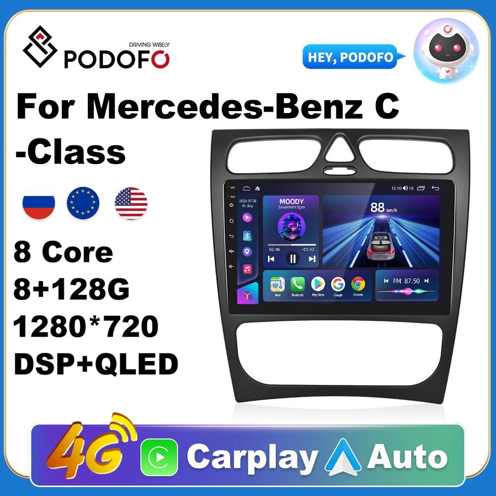 Podofo Car Radio Carplay Android 10 For Mercedes Benz C Class CLK 2002-2004 Multimedia Video Player Navigation GPS 2din
Podofo Car Radio Carplay Android 10 For Mercedes Benz C Class CLK 2002-2004 Multimedia Video Player Navigation GPS 2din