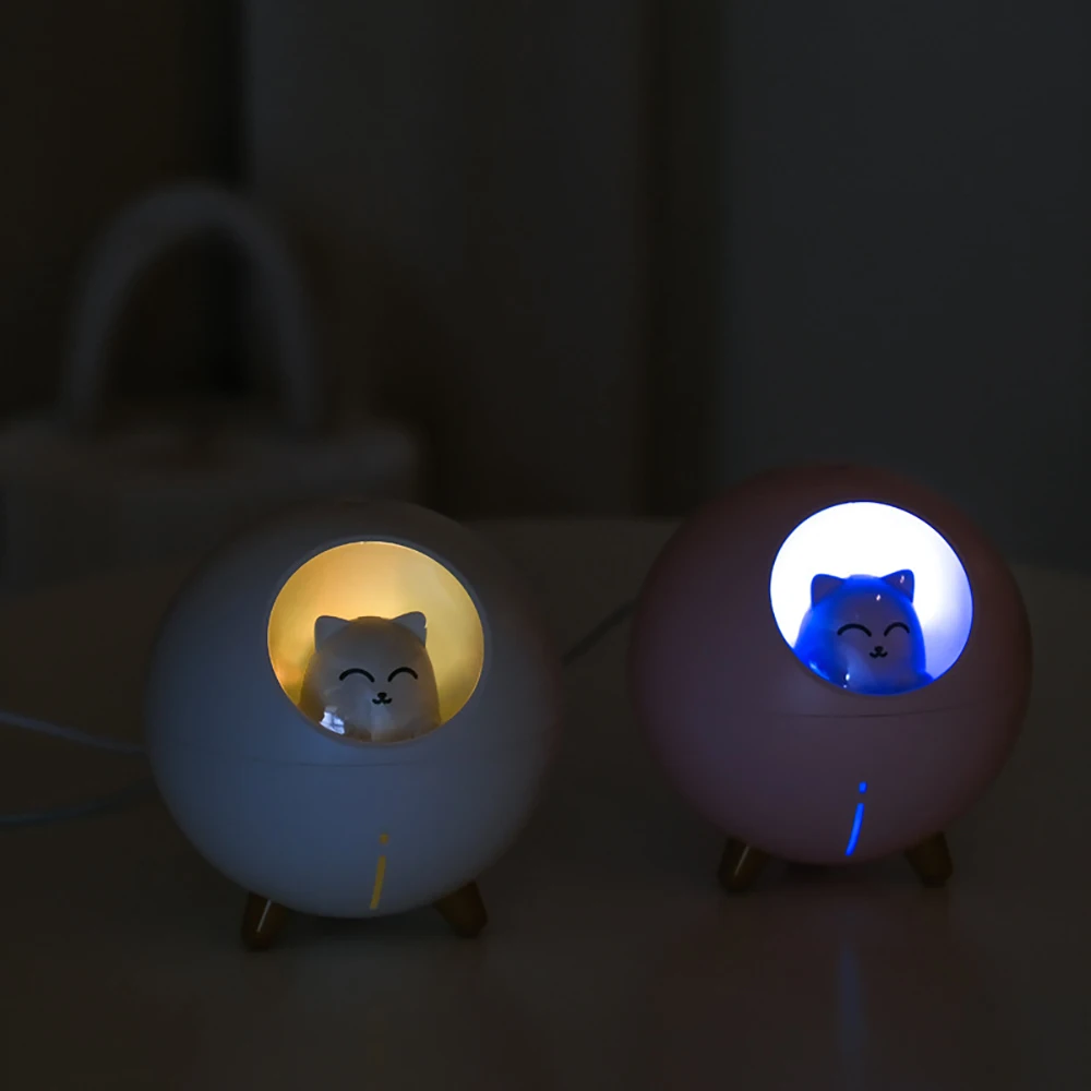 

220ML Cute Cat Humidifier Rechargeable Wirelessly In USB Colorful Lamps Mini Ultrasonic Mist Maker Home Office Purifier 5V 가습기