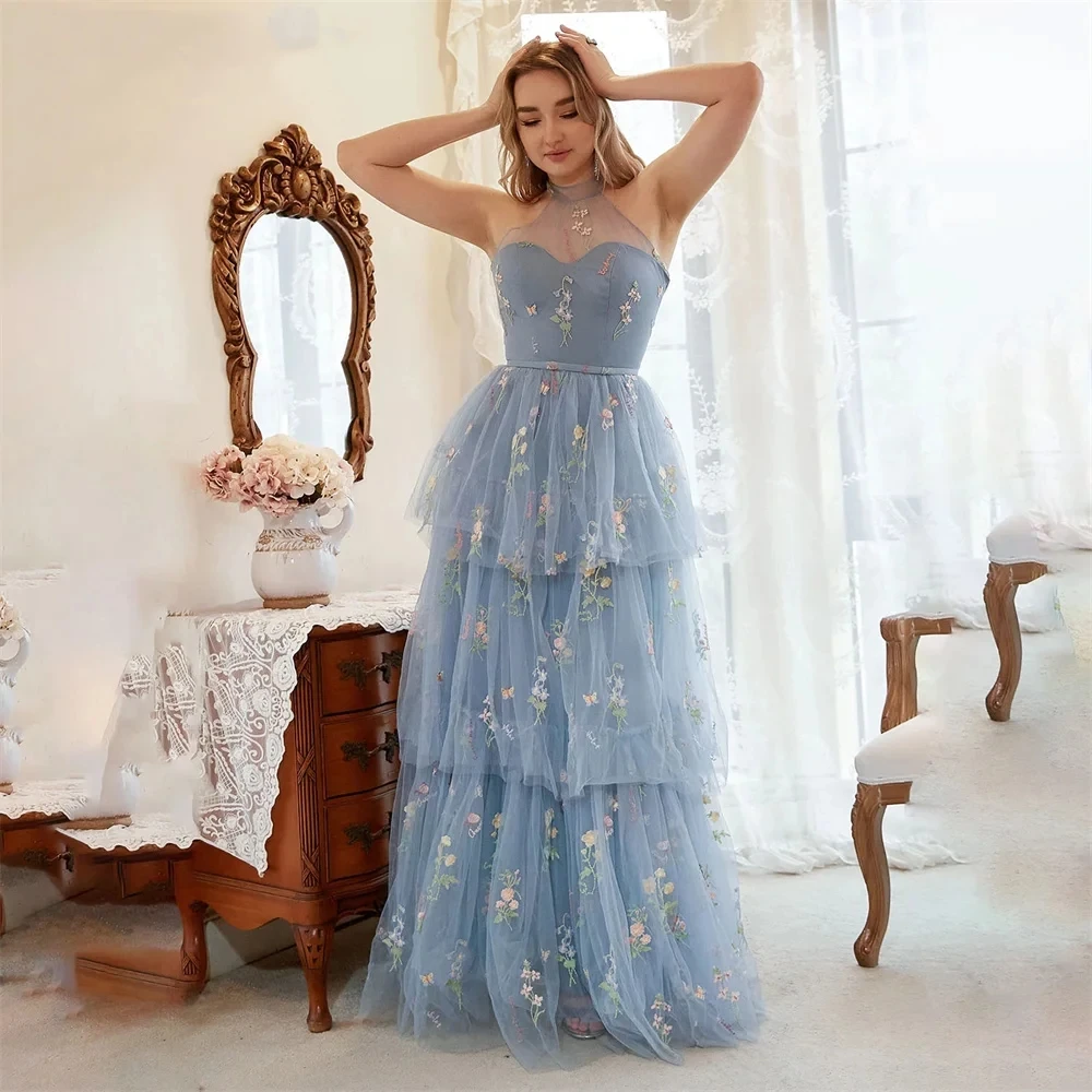 Romantic Prom Dresses Pastrol Evening Dress Flower Appliques Ball Gowns Halter Neck Sleeveless Robes 2024 Vestidos De Gala 2023
Romantic Prom Dresses Pastrol Evening Dress Flower Appliques Ball Gowns Halter Neck Sleeveless Robes 2024 Vestidos De Gala 2023
