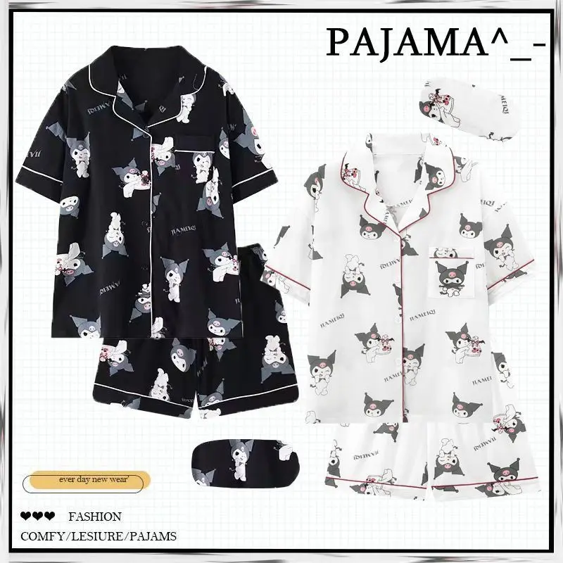 Summer Kuromi Anime Kawaii Sanrio Couple Short Sleeve Pajamas Cute Cartoon Shirt Pants Homewear Clothing Gifts for Girls Boys
Summer Kuromi Anime Kawaii Sanrio Couple Short Sleeve Pajamas Cute Cartoon Shirt Pants Homewear Clothing Gifts for Girls Boys