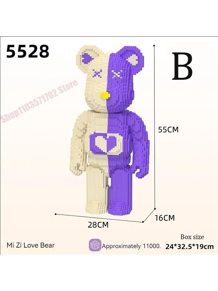 

Bearbrick Building Blocks Microparticles Love Bear Nano Blocks MOC Mini Animals Diamond Bricks Toys For Children Gifts