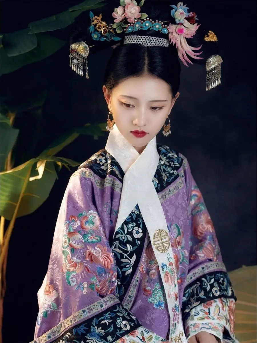 

Chinese Style Hanfu Imperial Concubine Qing Dynasty Women's Clothing Print Cloak Qipao Loose Print Flower Court Style Costumes
