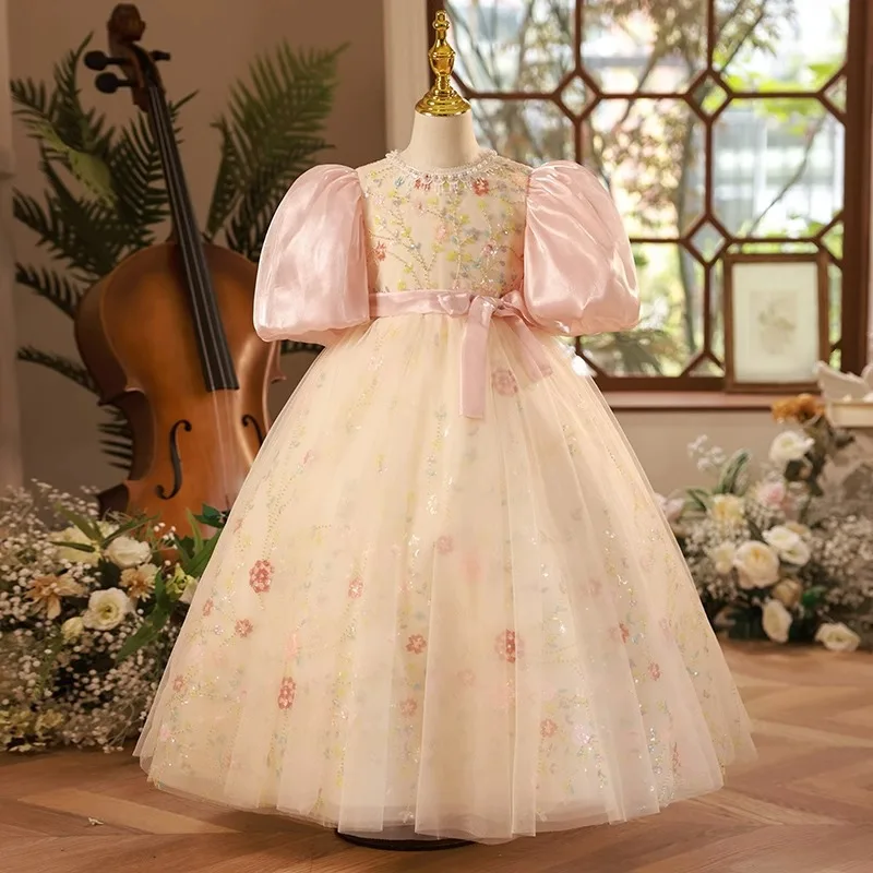 

Children's dress catwalk flower girl princess dress fashionable little girl tutu skirt host piano performance costume elbise