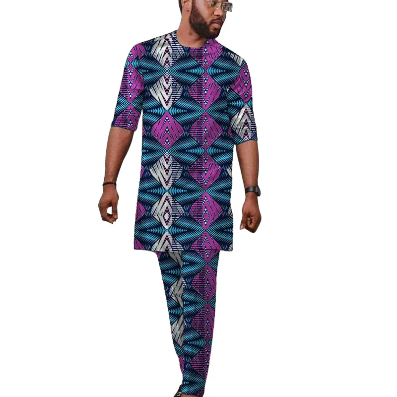 2022 Half Sleeve Design Men's Tops+Trousers African Colorful Print Garment Male Pant Suits Wedding Party Wear
2022 Half Sleeve Design Men's Tops+Trousers African Colorful Print Garment Male Pant Suits Wedding Party Wear