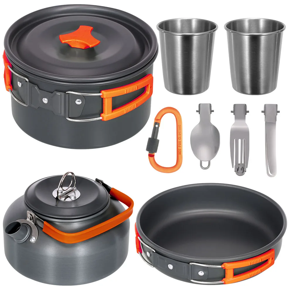 Camping Cookware Set Lightweight Portable Pot Pan Kettle Cups Spoon Fork Cutter with Carry Bag for Camping Picnic Hiking
Camping Cookware Set Lightweight Portable Pot Pan Kettle Cups Spoon Fork Cutter with Carry Bag for Camping Picnic Hiking