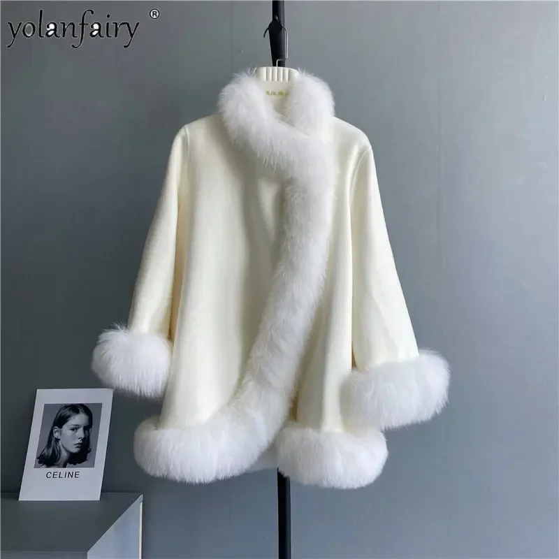 Cloak Double Sided Cashmere Coat Women Fox Fur Collar Fur Coat Medium Long Coats Women's Winte Jackets Abrigos Para Mujer FCY
Cloak Double Sided Cashmere Coat Women Fox Fur Collar Fur Coat Medium Long Coats Women's Winte Jackets Abrigos Para Mujer FCY