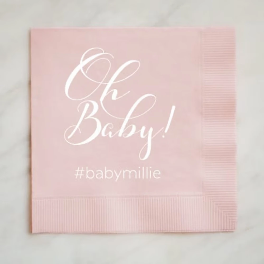 

Personalized Oh Baby Napkins, Baby Shower Napkins, Gender Reveal Napkins, Cocktail Napkins, Boy Baby Shower, Girl Baby Shower