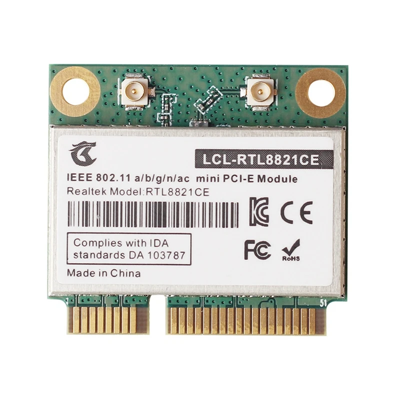 RTL8821CE 802.11AC For Bluetooth 4.2 433Mbps 2.4Ghz/5Ghz Dual Band Mini Pcie Wifi CARD RTL8821 Support Laptop/PC
RTL8821CE 802.11AC For Bluetooth 4.2 433Mbps 2.4Ghz/5Ghz Dual Band Mini Pcie Wifi CARD RTL8821 Support Laptop/PC