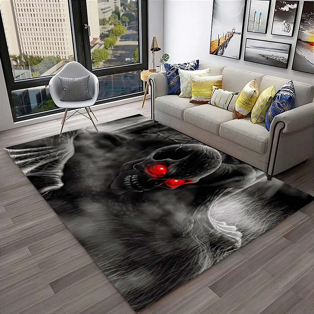 

Gothic Skull Carpet Sugar Skull Area Rug Horror Theme Floor Mat For Halloween Living Room Bedroom Decor, Skeleton Print Doormat