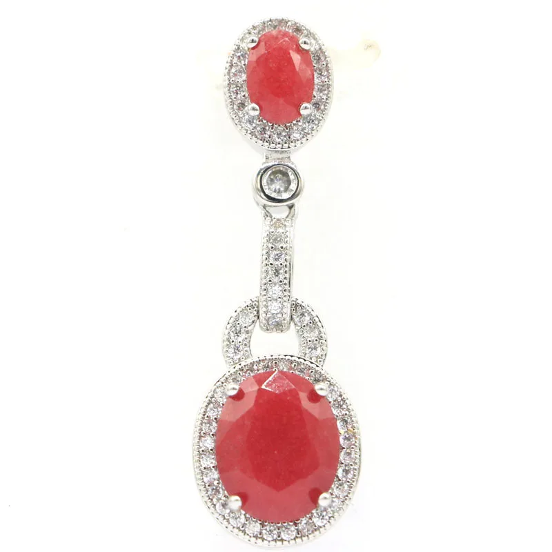 

39x12mm Gorgeous 3.3g Real Red Ruby Green Emerald Blue Sapphire White CZ Women Wedding Silver Pendant Daily Wear