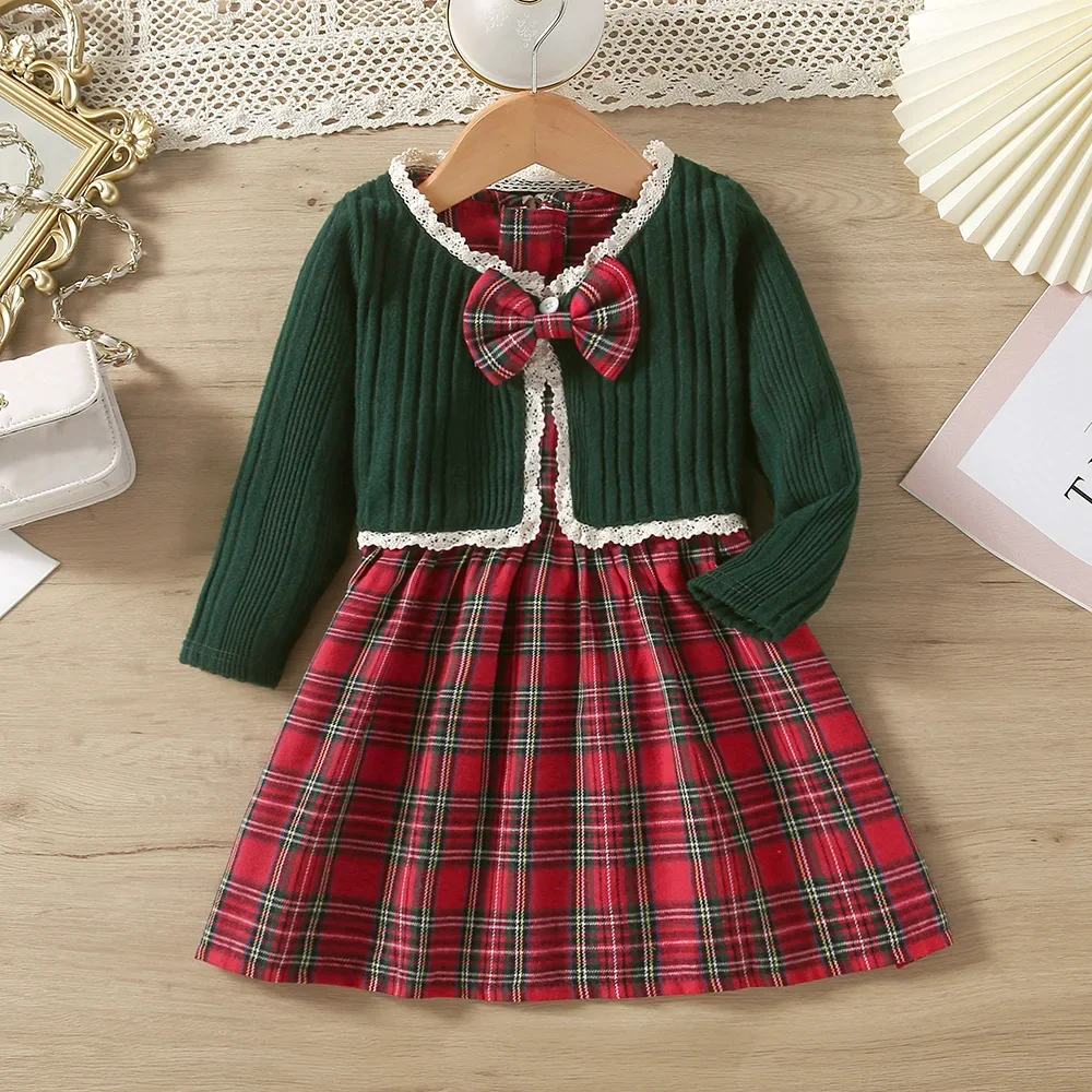 Kid Plaid Christmas Dress Sets for Girls Autumn Winter 2023 Toddler Long Sleeve Casual Lace Knit Cardigan Tops Children Clothing
Kid Plaid Christmas Dress Sets for Girls Autumn Winter 2023 Toddler Long Sleeve Casual Lace Knit Cardigan Tops Children Clothing