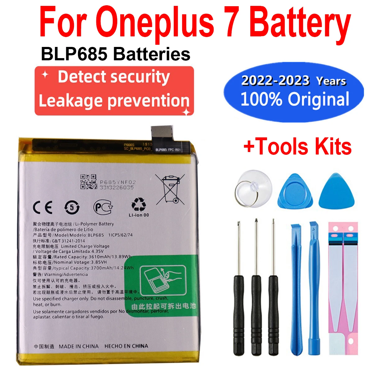 100% New Replacement Battery For OnePlus 7 Batteries Compatible BLP685 Mobile Phone Battery Bateria Safety Detection
100% New Replacement Battery For OnePlus 7 Batteries Compatible BLP685 Mobile Phone Battery Bateria Safety Detection
