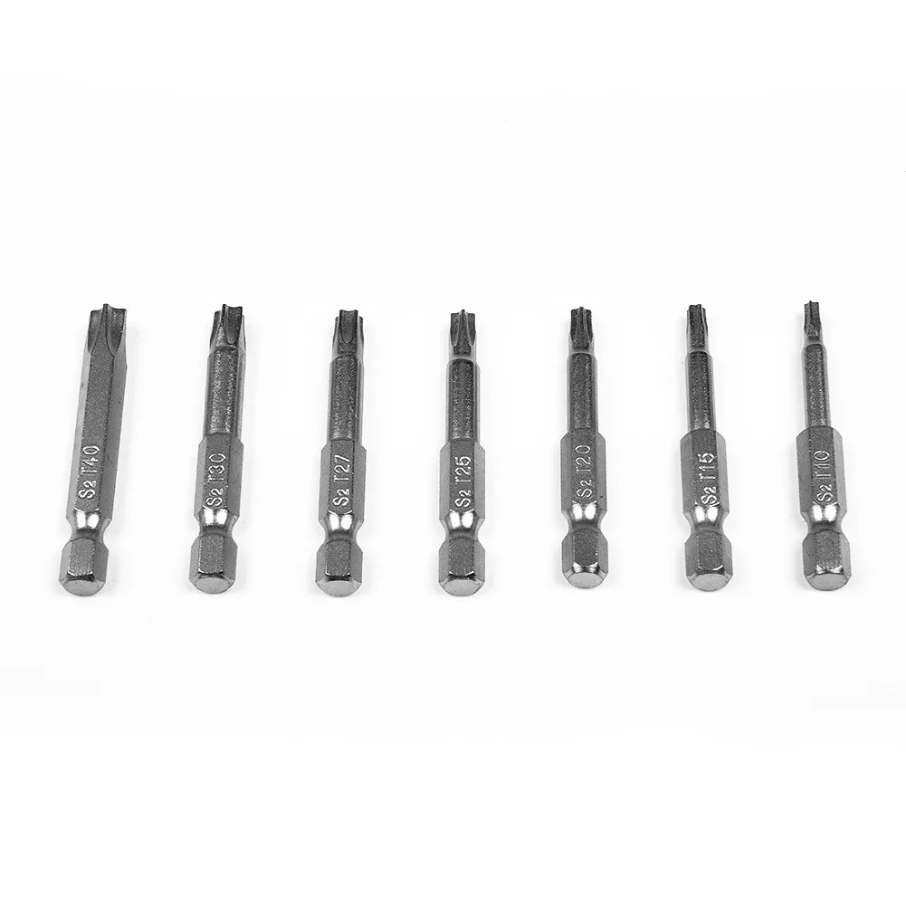 7Pcs 1/4\" Hex Shank 50mm Alloy Steel Five Point Five Star Magnetic Silver T10-T40 Torx Screwdriver High Grade
7Pcs 1/4\" Hex Shank 50mm Alloy Steel Five Point Five Star Magnetic Silver T10-T40 Torx Screwdriver High Grade