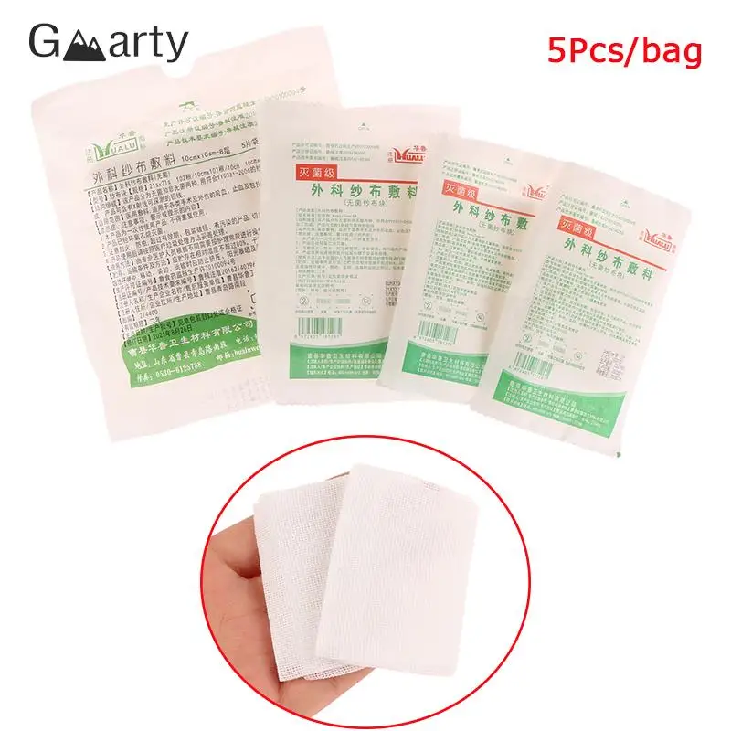 

5Pcs/bag Medical Absorbent Cotton Gauze Pad 8 Layer Wound Dressing Sterile Gauze Block First Aid Kit 5x7cm/6x8cm/8x10cm/10x10cm