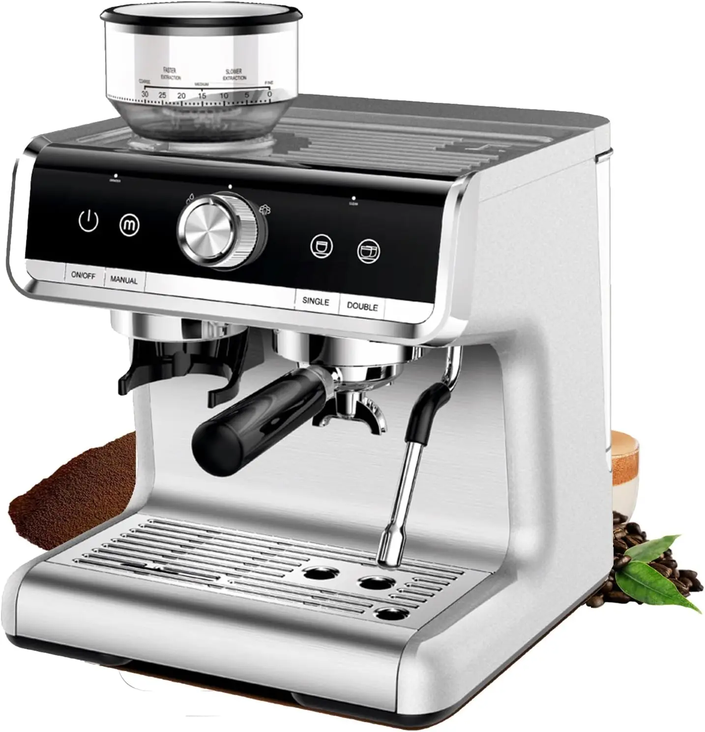 Espresso Machine with Grinder - Brushed Stainless Steel, Espresso Coffee Maker with Milk Frother
Espresso Machine with Grinder - Brushed Stainless Steel, Espresso Coffee Maker with Milk Frother