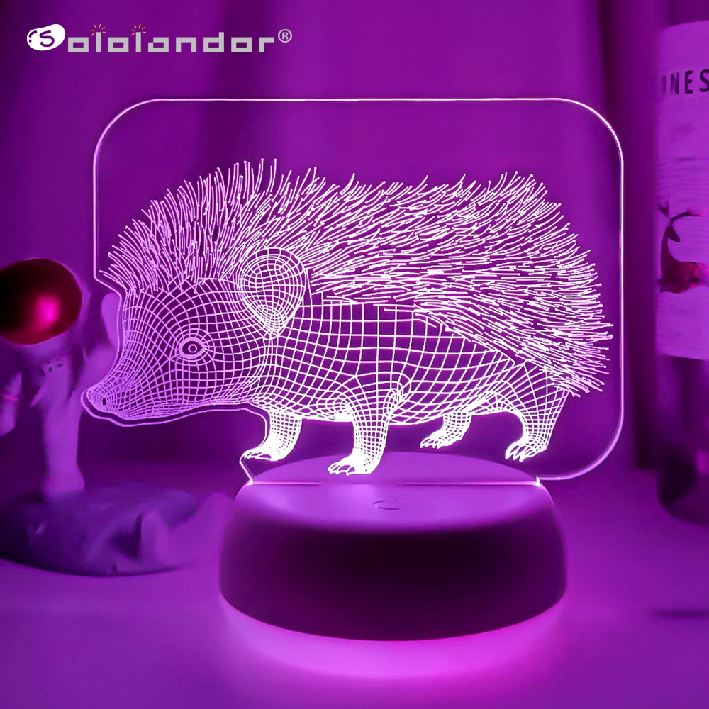 

Animal 3D illusion Lamp Hedgehog Decoration Light Kids Bedroom Night Lights Hedgehog Model Table Lamp Perfect Gift Dropshipping