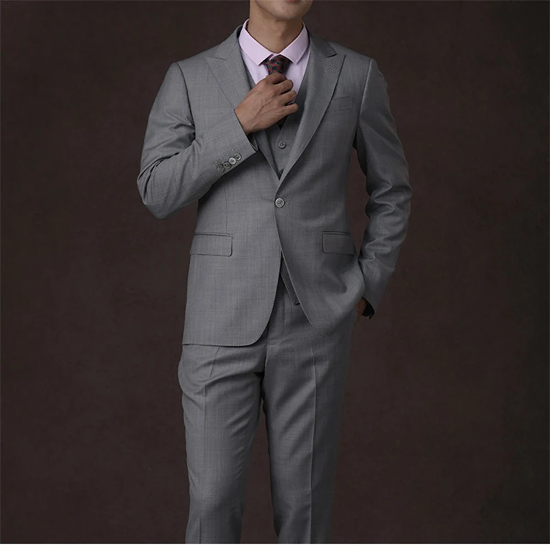 Dark Grey Men Suits Back Vent Luxury Wedding Clothing Single Breasted Peaked Lapel Two Piece Jacket Pants Slim Fit Hombre 
Dark Grey Men Suits Back Vent Luxury Wedding Clothing Single Breasted Peaked Lapel Two Piece Jacket Pants Slim Fit Hombre