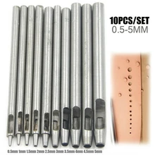 10pcs 0.5-5mm Leather Hole Punch 45# Steel Hollow Punch Sharp Belt Punch Knot Round Punch Leather Craft Clothing Handbags
10pcs 0.5-5mm Leather Hole Punch 45# Steel Hollow Punch Sharp Belt Punch Knot Round Punch Leather Craft Clothing Handbags