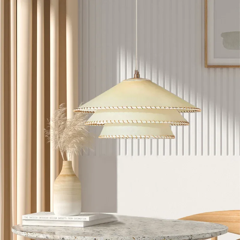 

Nordic Wabi Sabi Parchment Led Pendant Lights Dining Room Hanging Lamp Room Decor Bar Bedroom Minimalism Chandelier Lustre Lamps