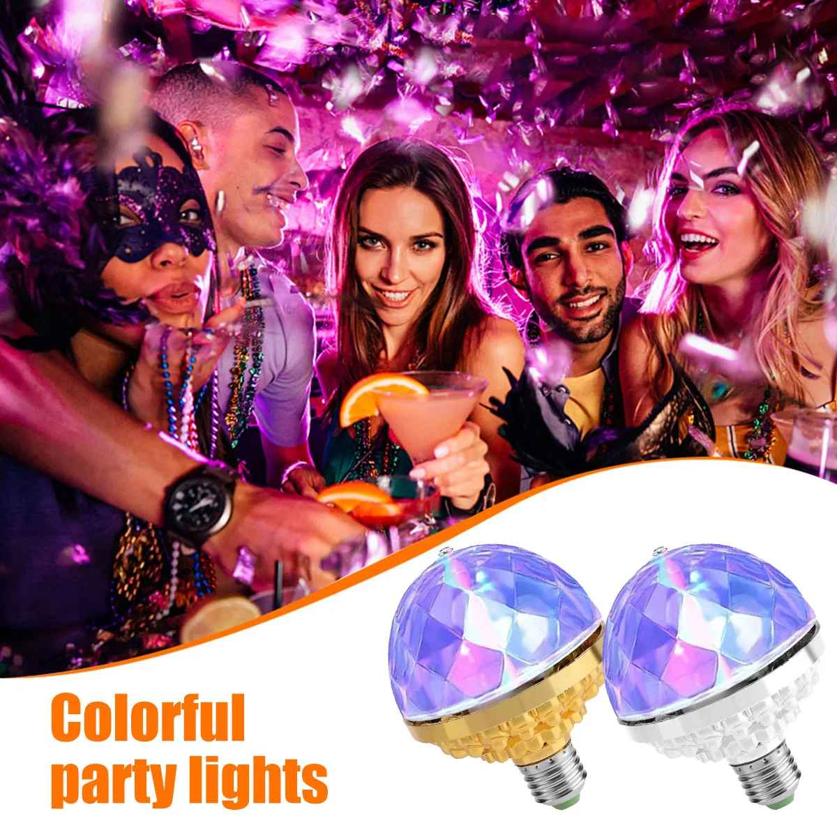 

New E27 LED Party Bulb 6W Rotating Disco Light Bulb RGB Crystal Stage Bulb Color Changing LED Ball Lamp Bulb Party Stage Lights