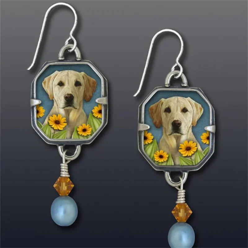 Ethnic Inlaid with Blue Imitation Pearls Earrings Vintage Silver Color Square Paste Pet Dog Pattern Dangle Earrings for Women
Ethnic Inlaid with Blue Imitation Pearls Earrings Vintage Silver Color Square Paste Pet Dog Pattern Dangle Earrings for Women