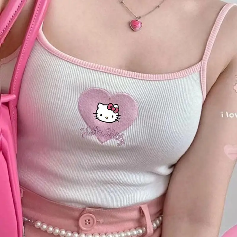 

Жилет Kawali Sanrio Hellokitty Pompompurin, майка с вышивкой, модный топ в стиле Ins, милый подарок для девушки на день рождения