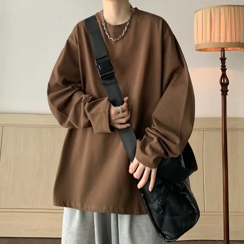 Caramel Colored T-shirt Men Clothing Long Sleeved Autumn Minimalist Loose Casual Bottom Shirt Instagram Trend Versatile Top New
Caramel Colored T-shirt Men Clothing Long Sleeved Autumn Minimalist Loose Casual Bottom Shirt Instagram Trend Versatile Top New